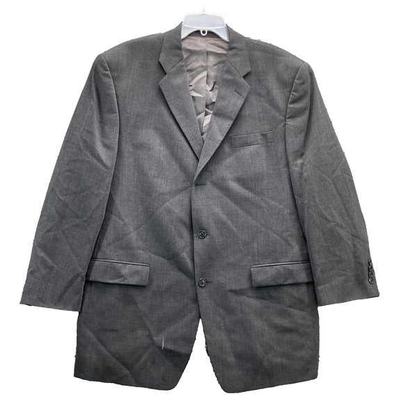 Calvin Klein 100% Wool Blazer Men's 44L Gray Corpcore Business Sport Coat Formal
